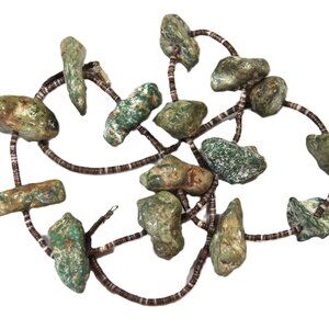 NATIVE AMERICAN HEISHI & HUGE CHUNKY TURQUOISE NUGGET NECKLACE